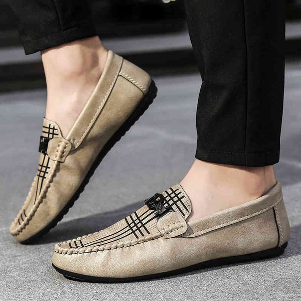 

mens casual fashion shoes metal buckle male leather loafer flats lightweight walking dress moccasins breathable loafers q-716, Black