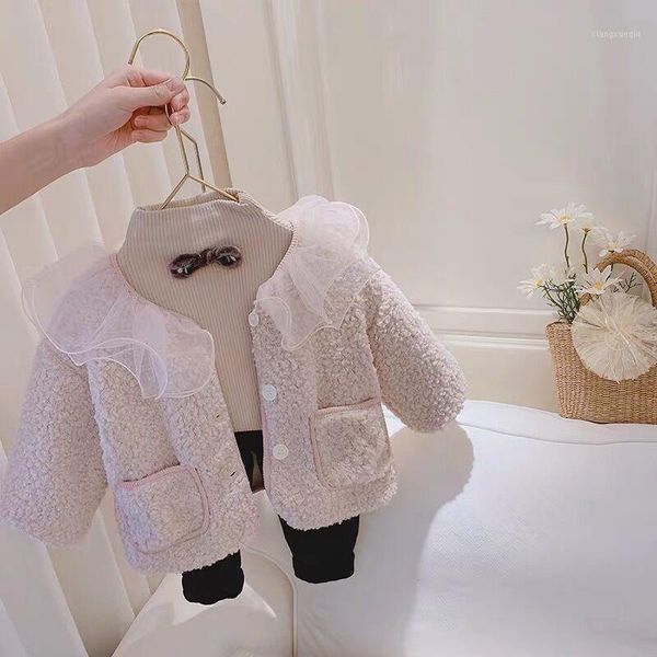 

2021 autumn winter girls plush coats kids soft outwear keep warm children's coral fleece zipper jackets for girls new1, Blue;gray