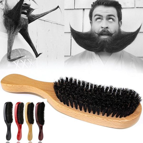 

hair brushes bristle wave beard brush comb wooden handle large curved men natural combs styling tools, Silver