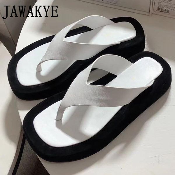 

summer thick bottom sandals women flat heel casual vacation beach shoes real leather flip flops outdoor slippers zapatos mujer1, Black