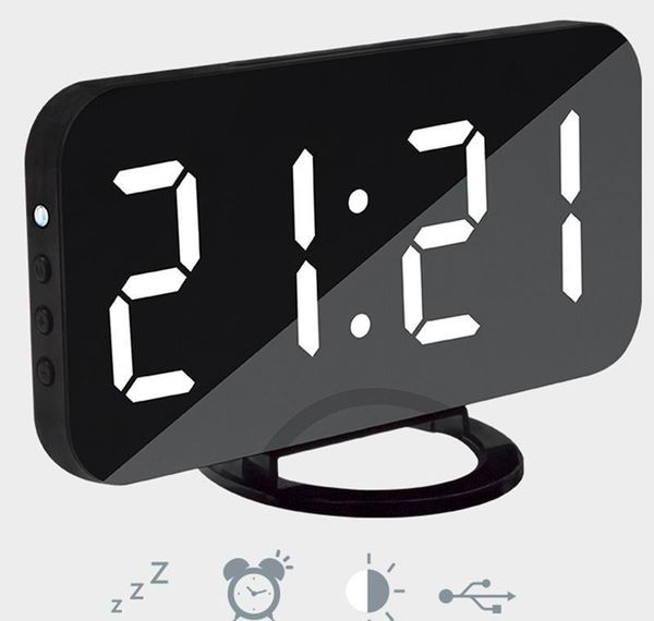 

led mirror alarm clock digital table clock multifunction sn display time night led light bbymmz packing2010