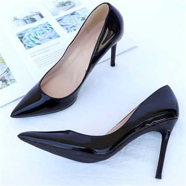

new ayemiland fashion stiletto heel pointed toes pure color shallow mouth high-heeled shoes woman single shoes y200702, Black