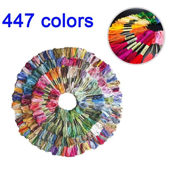 

embroidery thread 447 colors embroidery floss cross stitch kit premium rainbow diy threads crafts cotton sewing skein, Black;white