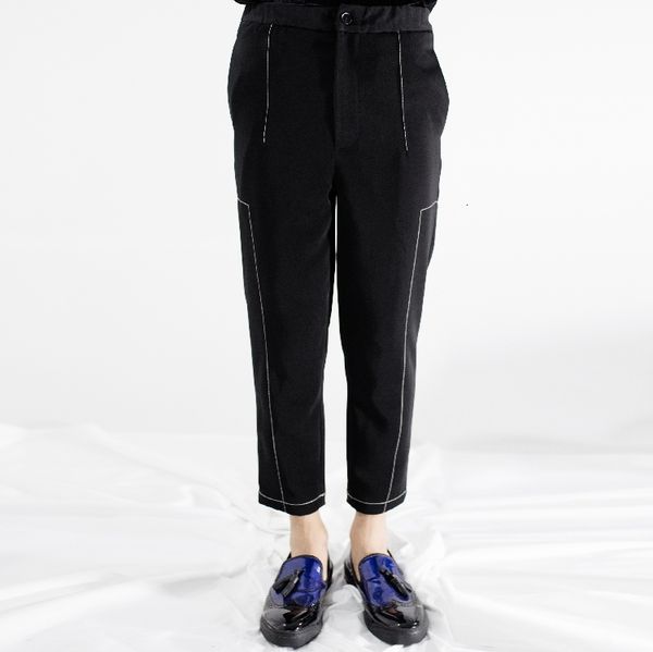 

2021 i married seven minutes of casual new men's pants with 9 slim white line. s-6xl 4bxd, Black