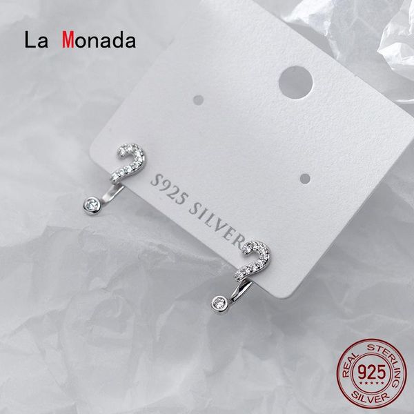 

la monada stud earrings for women silver 925 exclamation question mark fine women earrings jewelry stud 925 silver, Golden;silver