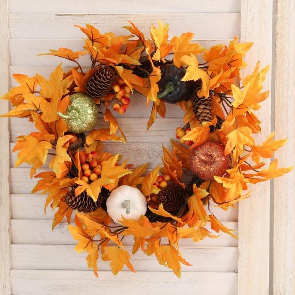 

halloween wreath pumpkin decoration thanksgiving day front door wall hanging tool1