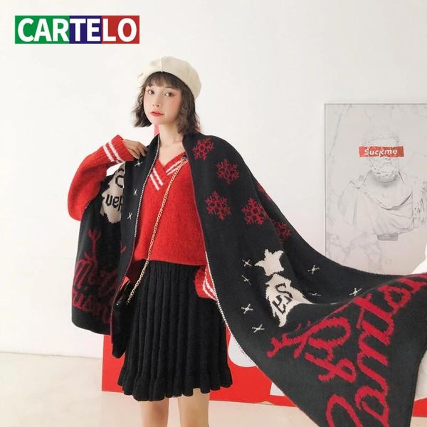 

scarves christmas scarf female winter knitted warm all-match japanese shawl couple student gift, Blue;gray