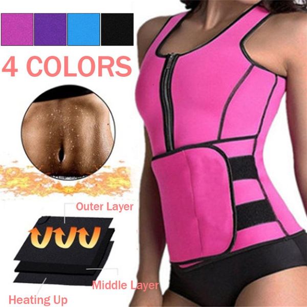 

women sauna waist trainer vest gym adjustable slimming sweat belt workout zipper body shaper shaper workout vest 2020 new, Black;brown