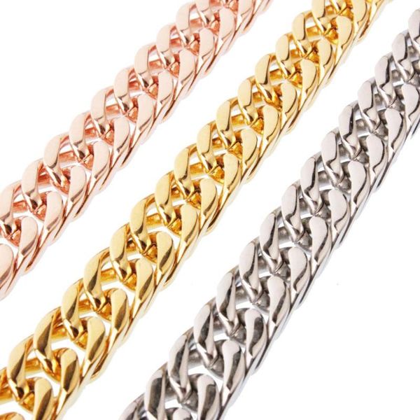 

7"-40" choose charm 316l stainless steel 8mm gold cuban curb link chain mens boys necklaces or bracelet jewelry, Silver