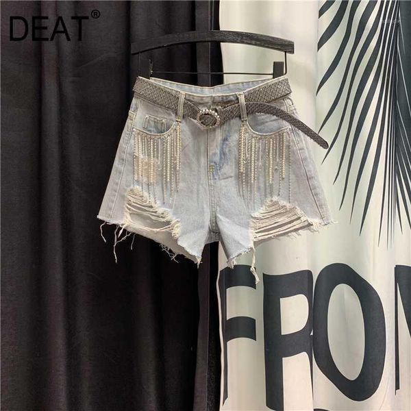 

deat 2020 new high waist tassels light blue denim broken vintage street girl's shorts female wm76905l1