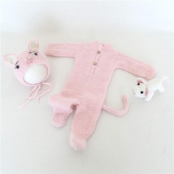 

caps & hats angora born hat toy set knittetted footed romper fuzzy bonnet pography props crochet outfit stuffed pig cap, Yellow