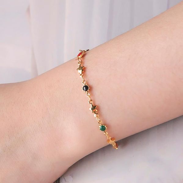 

charm bracelets skyrim bohemian enamel sunflower star chain bracelet for women adjustable colorful gold color metal jewelry wholesale, Golden;silver
