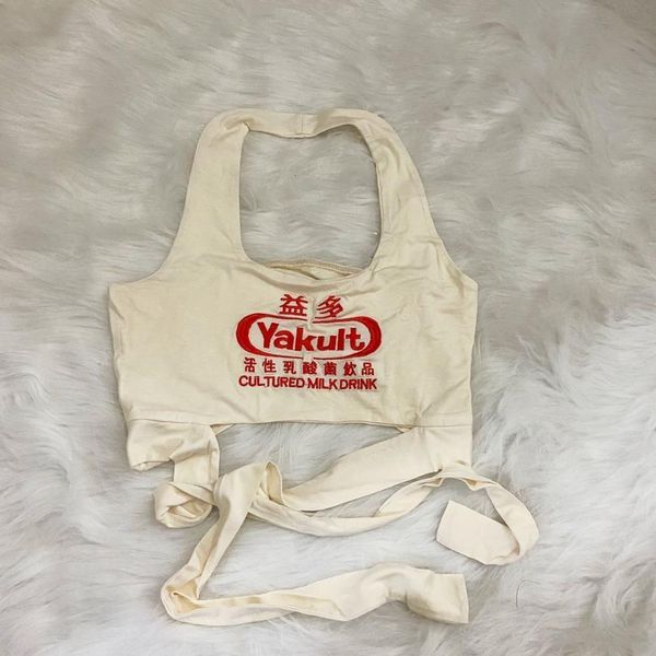 

summer embroidery backless crop women strappy skinny tank girls y2k stretch vests cwe0220-5, White