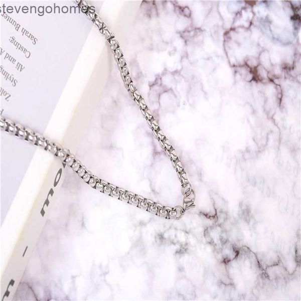 

accessories fashion jewelry necklace with sweater corn stainless steel square pearl chain straight, Silver
