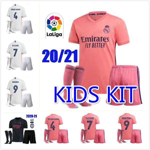 

дети kit 20 21 реал мадрид джерси опасности sergio ramos бензема футбол camiseta де футбол 20 21 виниций jr футбол рубашка форменная, Black