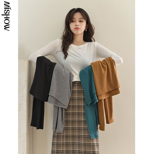 

mishow 2020 winter sweaters for women soft casual solid pullovers stretch o-neck thin autumn female clothing mx20c5493 c1121, White;black