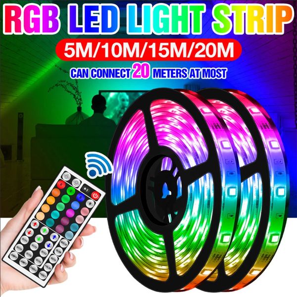 

led strip light rgb 5050smd dc12v flexible led ribbon waterproof rgb led light tape 5m 10m 15m 20m colorful room decoration lamp