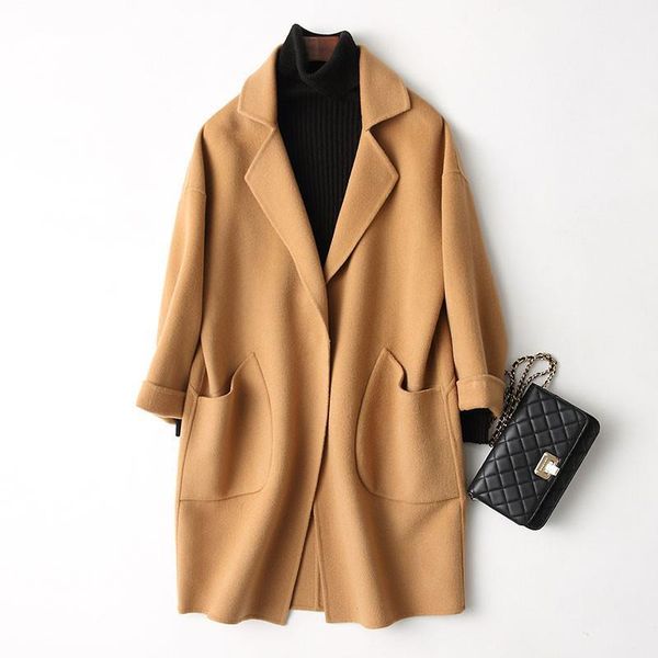 

80% wool coat female autumn winter women's clothing casual spring wool coat women jacket outerwear 37357 wyq33581, Black