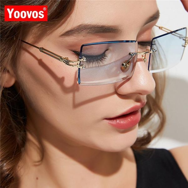 

Yoovos Square Sunglasses Women Rimless Gradient Vintage Sunglasses Women Brand Designer Feminino1, White;black