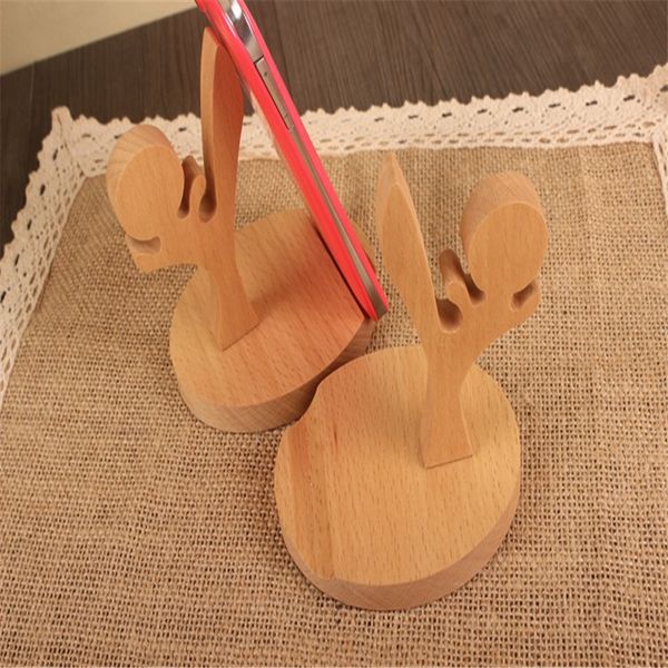 

4fds2awkungfu kids wooden seat lazy mobile phone holder