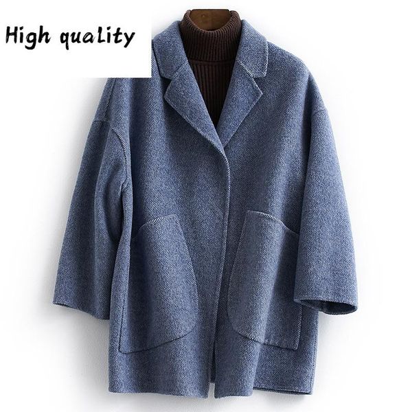 

new wool real coat female autumn woman coats 2020 korean elegant fashion soft alpaca jacket ladies casaco b19y05422-z, Black