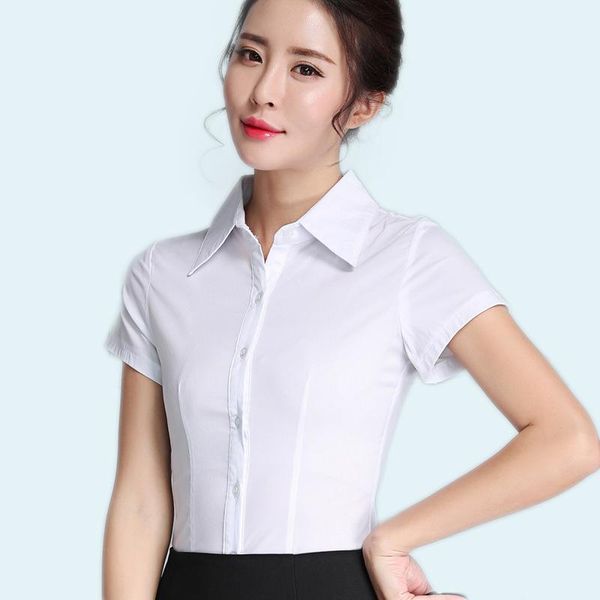 

women's blouses & shirts women and office lady short blouse slim casual plus size shirt female blusas 2021, White