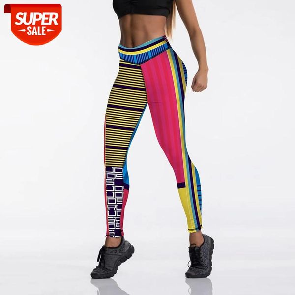 

new fashion colorful splice pattern digital printing sportswear fitness leggings workout high waist outdoor skinny leggings #ty0p, Black;white