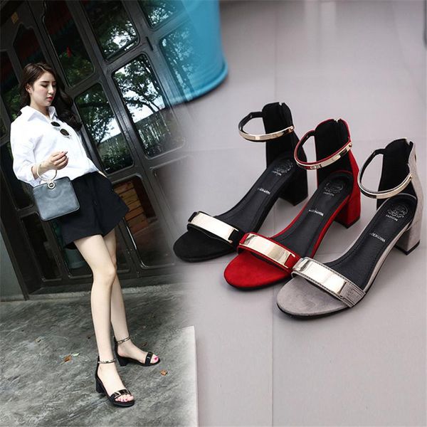 

new female sandals buckle shoes for women high heels summer shoes new womens elastic fabric women sandals, Black
