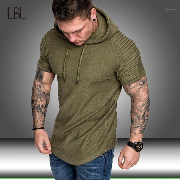 

summer fitness hoodies men bodybuilding short sleeve hoody mens solid color casual hoodies pullover streetwear sweatshirts 1, Black