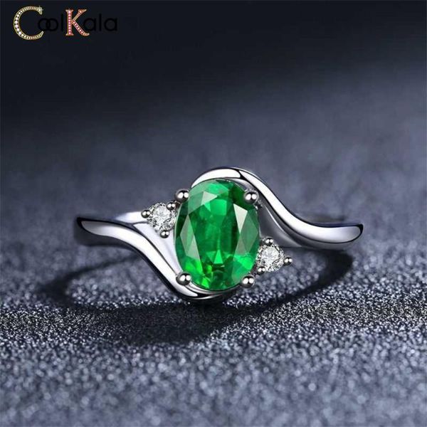 

coolkala new simple fashion green color open female ring, Slivery;golden