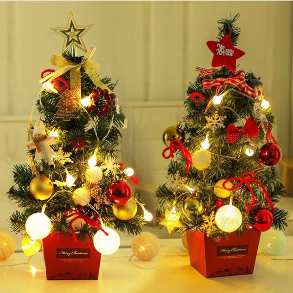 

christmas decorations 50cm artificial tree with lights tabledecoration for home navidad 2021 miniature ornament kids gift
