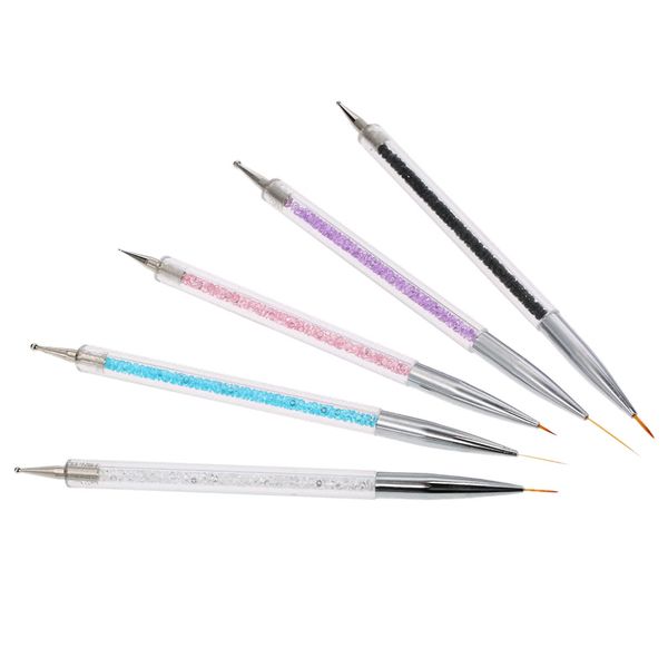 

5pcs nail art painting brush 7/9/11/15/20mm crystal acrylic nail art painting drawing line brush nylon pen nail liner manicure tool