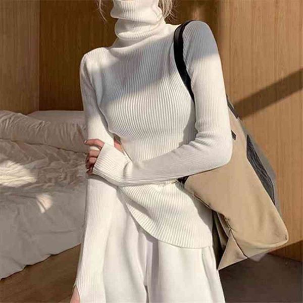 

womens turtleneck casual warm knitted sweater women autumn winter korean fashion long sleeve pullover female jumper, White;black