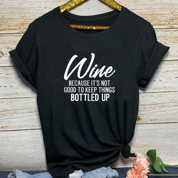 

wine letter print t shirt women short sleeve o neck loose tshirt 2021 summer women tee shirt camisetas mujer, White