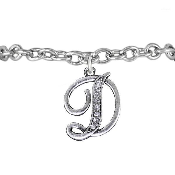 

charm bracelets double nose english letters d alphabet capital a-z 26 words charms wristband statement girl women jewelry fashion1, Golden;silver