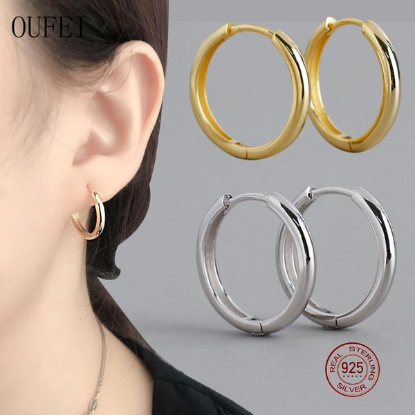 

oufei hoop earrings for women 925 sterling silver earrings fine charm simple silver round 2020 new jewelry accessories, Golden;silver