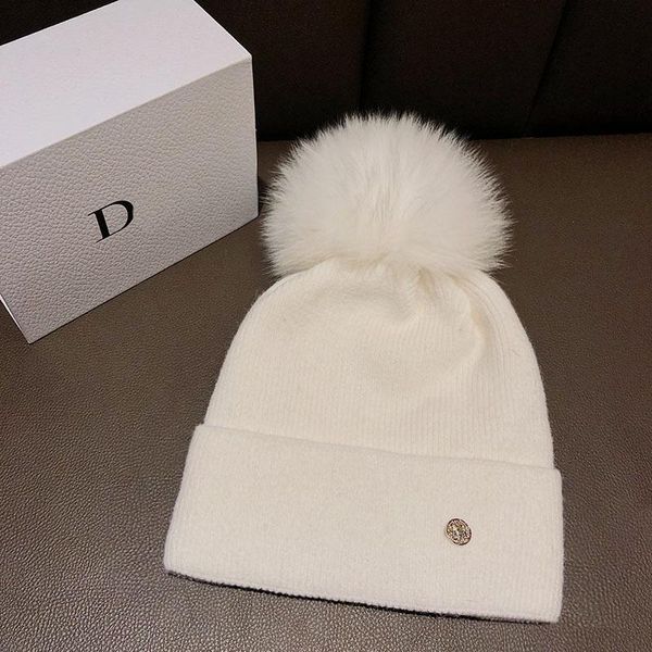 

beanie/skull caps winter brand female fur pom poms hat for women girl 's knitted beanies cap thick skullies, Blue;gray