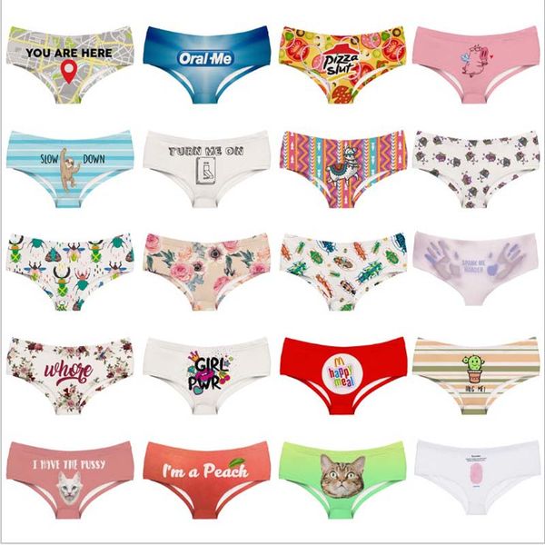 

insect cartoon funny print panties female lovely underwear push up briefs letters flowers women lingerie thongs, Black;pink