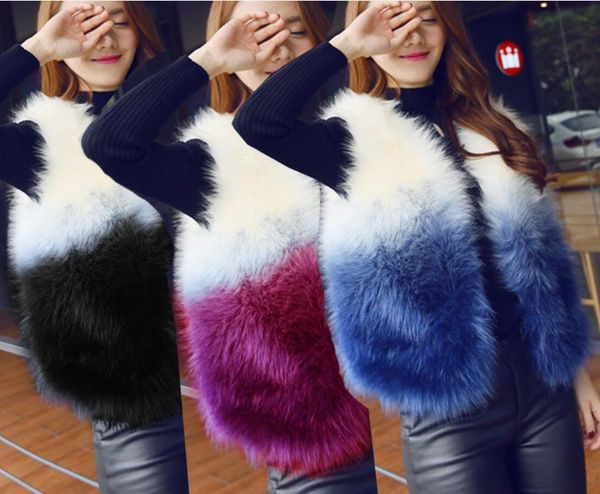 

european and american fashion imitation fox fur vest women short korean winter wild thick furry vest fur coat, Black;white