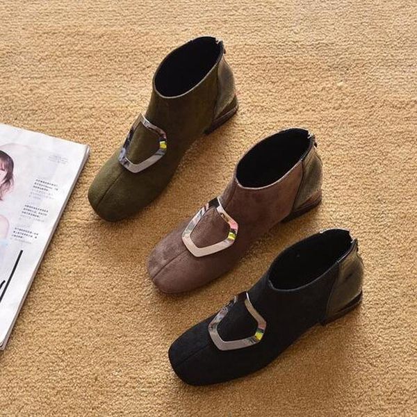 

women boots spring autumn 2020 ankle boot female england short square heel tbj-518-1, Black