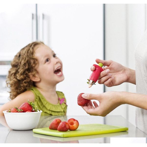 

kitchen accessories red strawberry huller strawberry leaf remover tool tomato stalks fruit knife stem remover gadget etbxm
