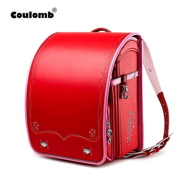 

coulomb children school bag for girls kid orthopedic backpack for school students bookbags japan pu randoseru baby backpack bags y200706