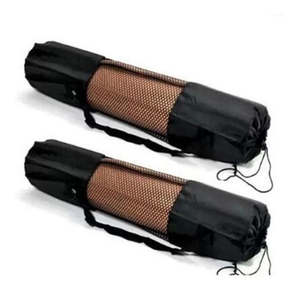 

yoga mats 1pc black portable mat exercise fitness carrier nylon mesh center adjustable strap pilates sports carry bags1