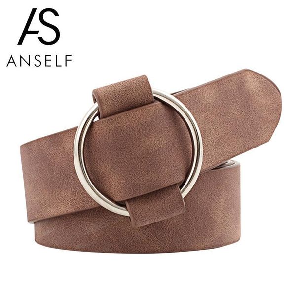 

2020 мода новейшие металлические металлические круглые пряжки пояса женщины талия ремень регулируемые джинсы брюки брюки пояса повседневный, Black;brown