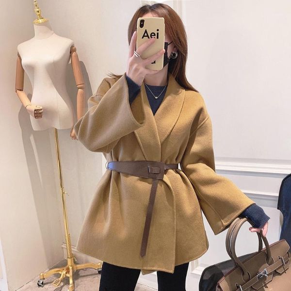 

double sided cashmere overcoat women's new women's clothing in autumn and winter 20211, Black