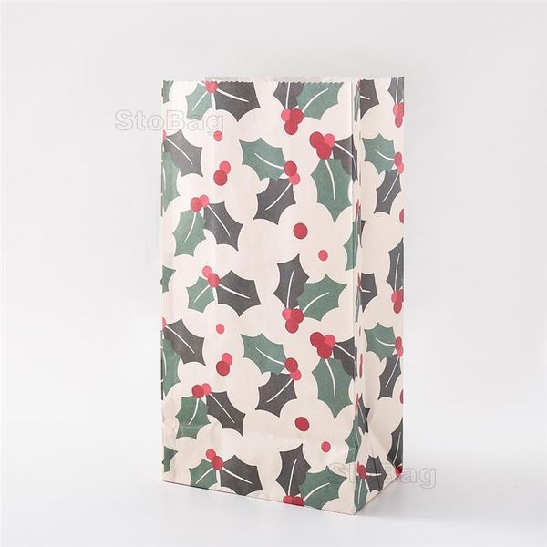 

stobag 10шт рождественские бумажные пакеты хранения с новым годом подарок конфеты шоколад упаковочный шляпа выпечки печенье украшение партии