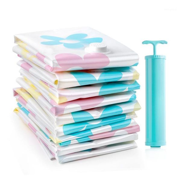 

zengia thickened vacuum storage bag vacuum compressed bag with hand pump reusable blanket clothes quilt storage organizer1