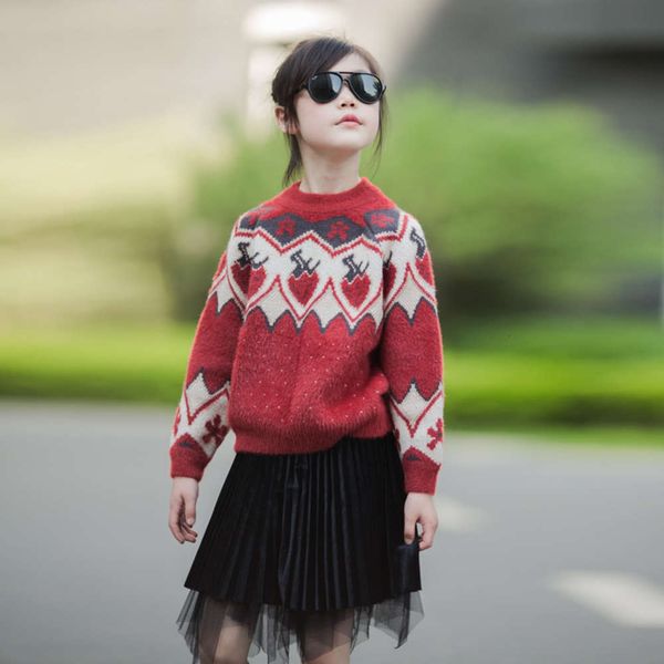 

2020 parent pullover child red girls' children's fashion autumn and winter new year's wear uwg4, Blue