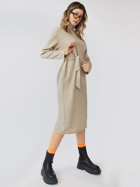 

drop shoulder belted dress t7ss#, Black;gray