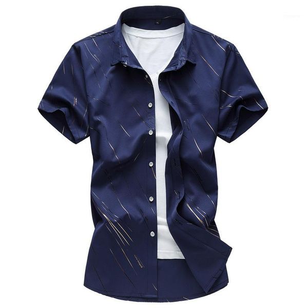 

2020 summer new men's shirt large size male fashion casual print short sleeve shirt brand men's clothing 5xl 6xl 7xl camisa,69281, White;black